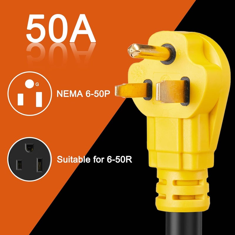 Suplevel 10ft NEMA 6-50P Male to TT-30R AC Power Adapter Cord, STW 10AWG/3C, 3 Prong 50 Amp Welder Male Plug to 30 Amp RV Generator Female Connector Adapter, 125 Volt, ETL Listed - Image 4